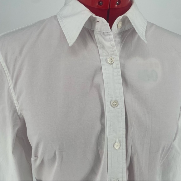 Boston Proper Long Sleeve Crisp White Button Down Collared Blouse - Picture 5 of 10